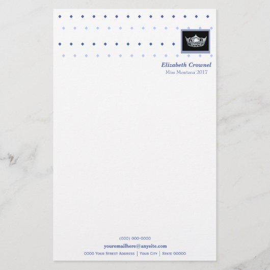 Miss America style Crown & Diamonds Stationery Briefpapier (Vorderseite)