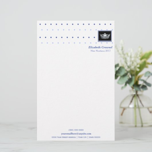 Miss America style Crown & Diamonds Stationery Briefpapier (Stehend Vorderseite)