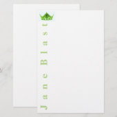 Miss America style Crown Stationery Green/White Briefpapier (Vorne/Hinten)