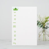 Miss America style Crown Stationery Green/White Briefpapier (Stehend Vorderseite)