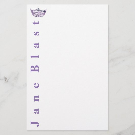 Miss America style Crown Stationery Lila/White Briefpapier (Vorderseite)