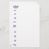 Miss America style Crown Stationery Lila/White Briefpapier (Vorne/Hinten)