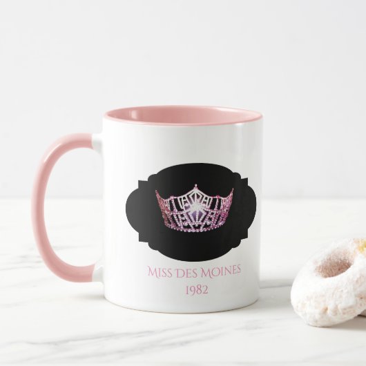 Miss America style Custom Name Pink Crown Mug Tasse (Mit Donut)