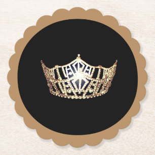 Miss America Style Gold Crown Sclpd Paper Unterset Untersetzer