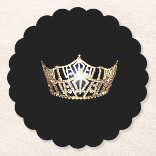 Miss America Style Gold Crown Sclpd Paper Unterset Untersetzer