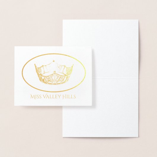 Miss America Style Gold Foil Crown Note Card Sm Folienkarte (Anzeige)