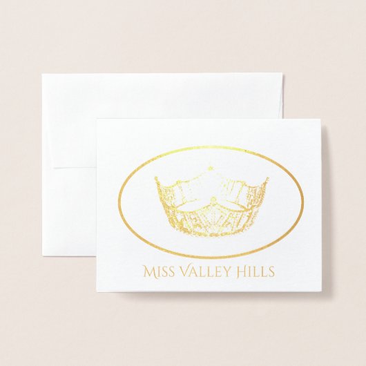 Miss America Style Gold Foil Crown Note Card Sm Folienkarte (Vorderseite mit Umschlag)