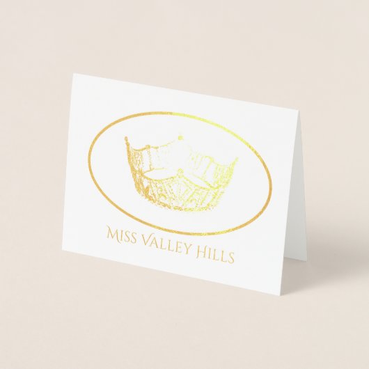Miss America Style Gold Foil Crown Note Card Sm Folienkarte (Vorderseite)