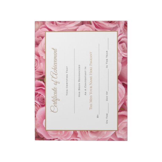 Miss America style Pageant Certificates-Achievment Notizblock (Rotiert)