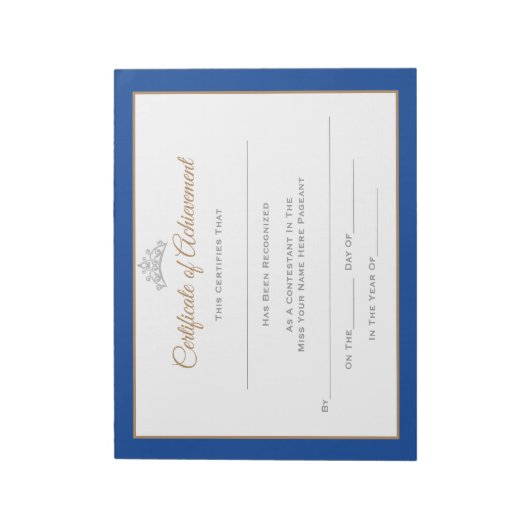 Miss America style Pageant Certificates-Achievment Notizblock (Rotiert)