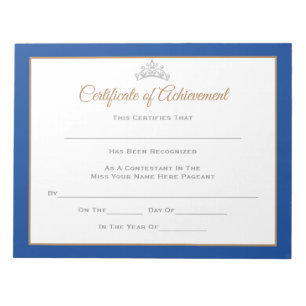 Miss America style Pageant Certificates-Achievment Notizblock
