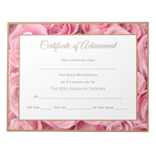 Miss America style Pageant Certificates-Achievment Notizblock