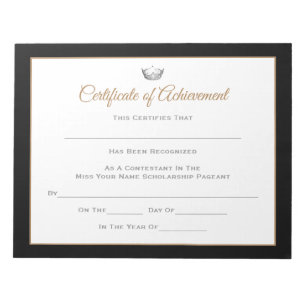 Miss America style Pageant Certificates-Achievment Notizblock