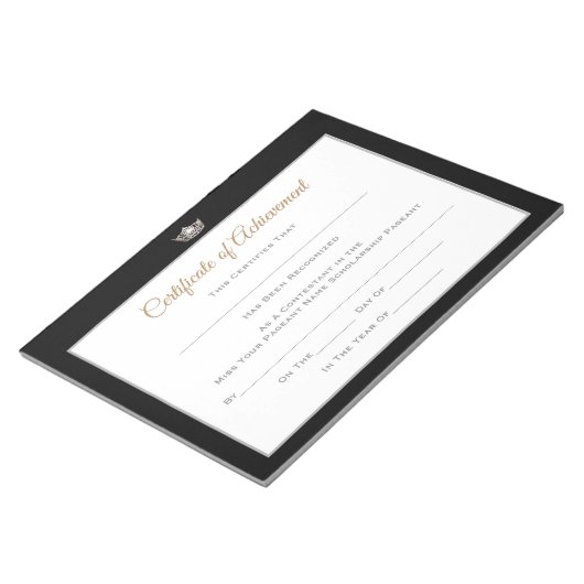 Miss America style Pageant Certificates-Achievment Notizblock (angewinkelt)