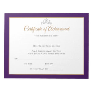 Miss America style Pageant Certificates-Achievment Notizblock