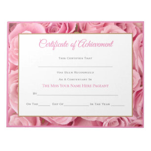 Miss America style Pageant Certificates-Achievment Notizblock