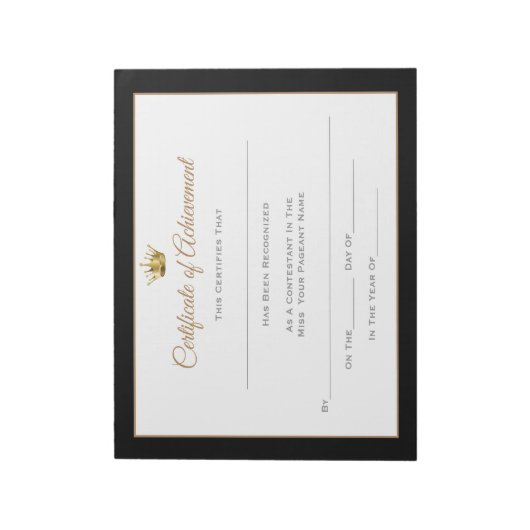 Miss America style Pageant Certificates-Achievment Notizblock (Rotiert)