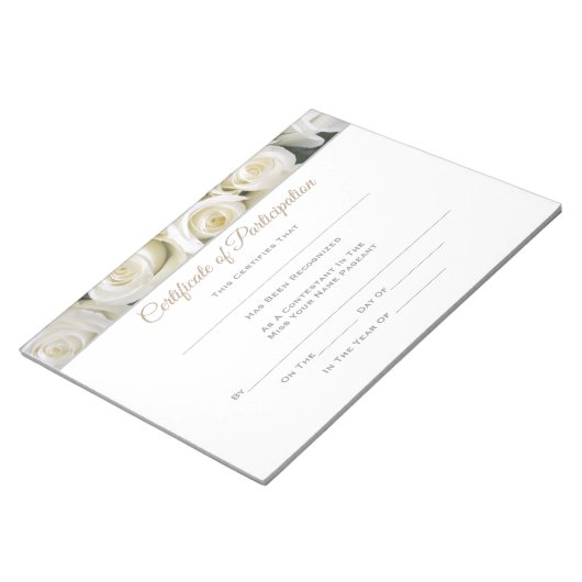 Miss America style Pageant Certificates-particptme Notizblock (angewinkelt)