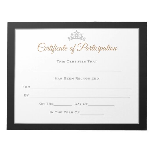 Miss America style Pageant Certificates-particptt Notizblock (Vorderseite)