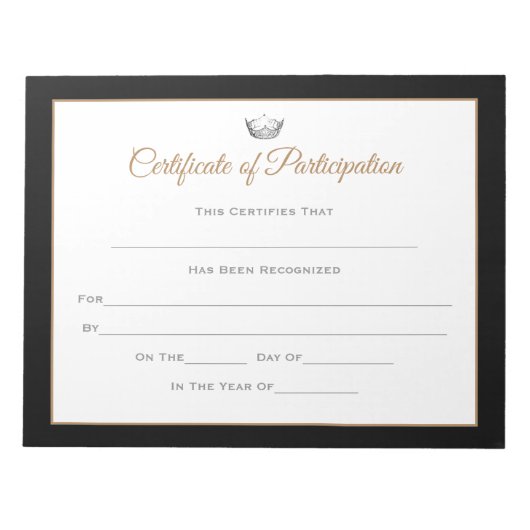 Miss America style Pageant Certificates-particptt Notizblock (Vorderseite)