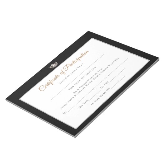 Miss America style Pageant Certificates-particptt Notizblock (angewinkelt)