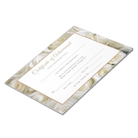 Miss America style Pageant Certificates - Rose Notizblock (angewinkelt)