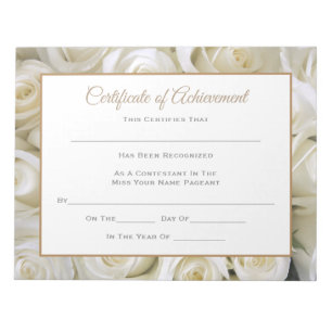 Miss America style Pageant Certificates - Rose Notizblock