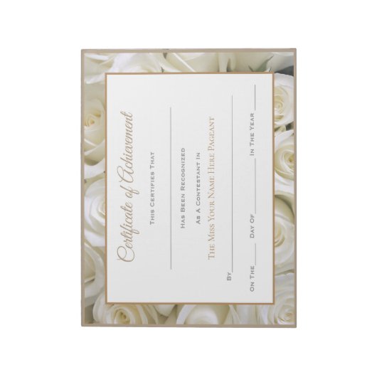 Miss America style Pageant Certificates - Rose Notizblock (Rotiert)