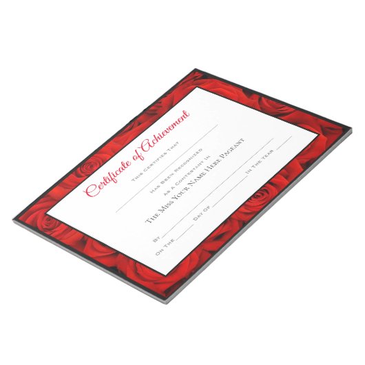 Miss America style Pageant Certificates - Rose Notizblock (angewinkelt)