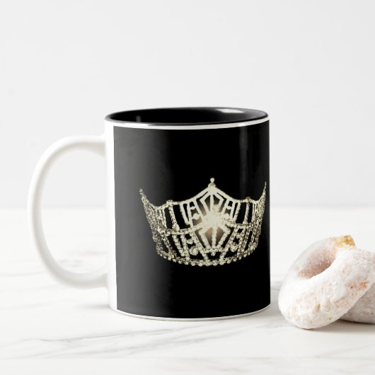 Miss America style Pageant Crown  Mug Zweifarbige Tasse (Mit Donut)