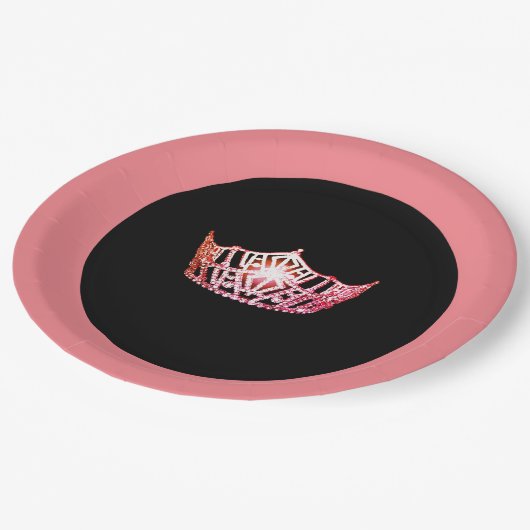 Miss America style Pink Coral 9" Paper Teller (Schrägansicht)