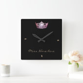 Miss America style Pink Crown Clock Quadratische Wanduhr (Zuhause)