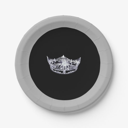 Miss America style Silver Crown 7" Paper Tellers Pappteller (Vorderseite)