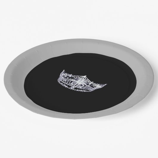 Miss America style Silver Crown 9" Paper Tellers Pappteller (Schrägansicht)