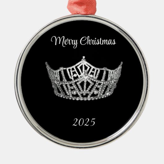 Miss America style Silver Crown Christmas Ornament Aus Metall (Vorne)