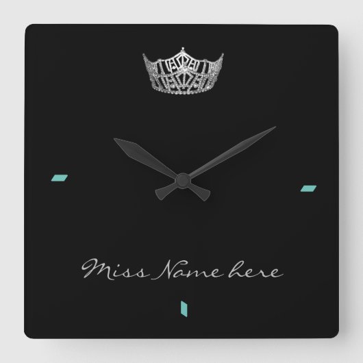 Miss America Style Silver Crown Clock Quadratische Wanduhr (Vorderseite)