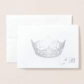 Miss America Style Silver Foil Crown Monogram Card Folienkarte (Vorderseite mit Umschlag)