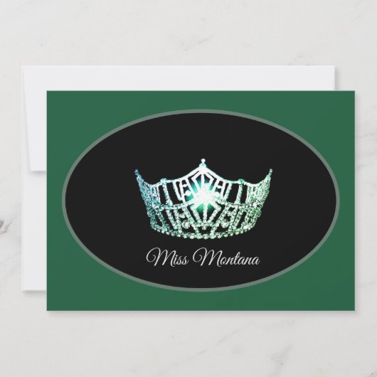 Miss Amerika flache Note Card Silver Crown Green Mitteilungskarte (Vorderseite)