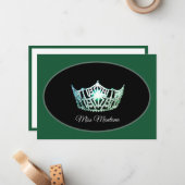 Miss Amerika flache Note Card Silver Crown Green Mitteilungskarte (Vorderseite/Rückseite Beispiel)