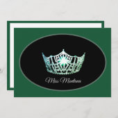 Miss Amerika flache Note Card Silver Crown Green Mitteilungskarte (Vorne/Hinten)
