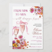 Miss an Frau Bridal Dusche Einladung Vorlage Rosa (Vorderseite)