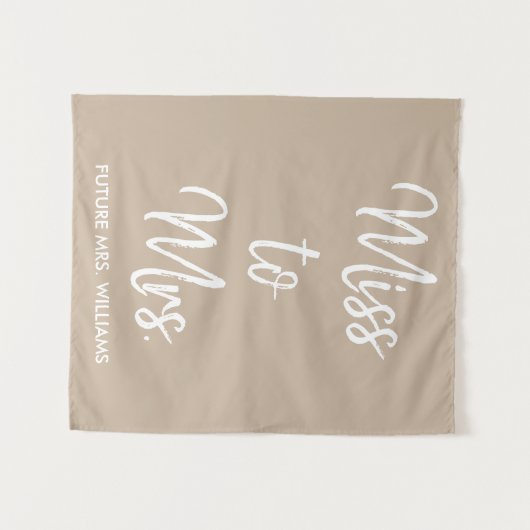 Miss an Mrs Backdrop Tan Brautparty Foto Booth Wandteppich (Vorderseite (Horizontal))