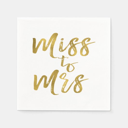 Miss an Mrs. Brautparty Gold Foil Script Serviette (Vorderseite)