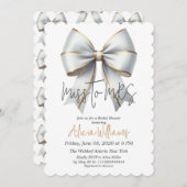 Miss an MRS Gold White Bow Brautparty Einladung (Vorne/Hinten)