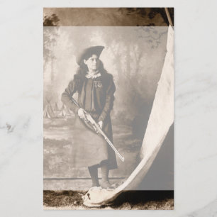 Miss Annie Oakley mit Gun, Vintages Foto Portrait Briefpapier