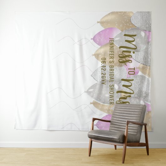 Miss Balloon Arch Fuchsia Gold Bridal Hintergrund Wandteppich (Beispiel (Horizontal))