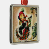 "Miss Belle" Vintager Feiertag Silbernes Ornament (Rechts)