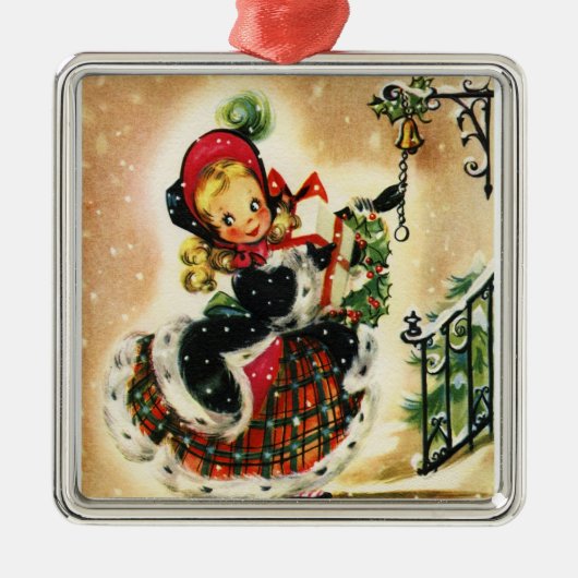 "Miss Belle" Vintager Feiertag Silbernes Ornament (Vorne)