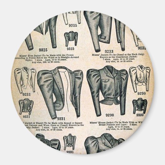 Miss' Bicycle Jakcets - Vintage Werbung 1897 Magnet (Vorne)