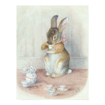 Miss Bunny Drink Tea Kinderzimmer Wall